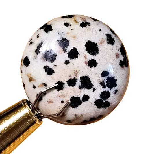 Round Dalmatian Stone Cabochon Scandinavian Gem Design