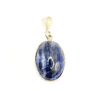 Elegant Gold Plated Pendant with Sodalite - Handcrafted Statement Jewelry Scandinavian Gem Design