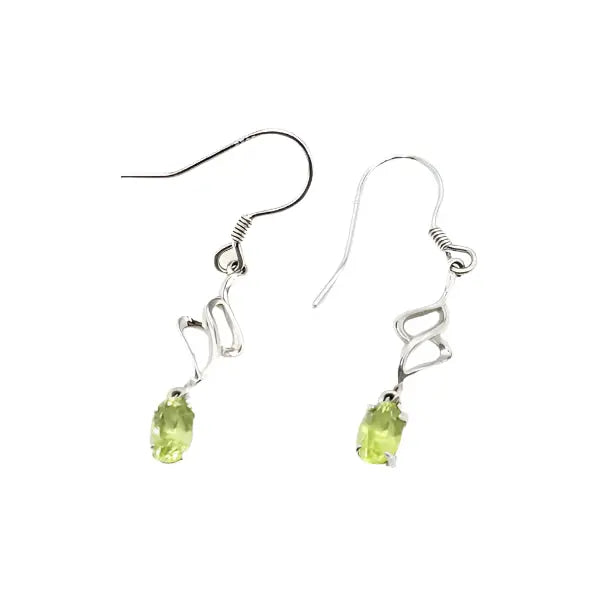 Sterling Silver Earrings with Peridot Scandinavian Gem Design