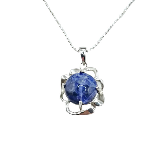 S12 - PENDANT IN 925 STERLING SILVER WITH 12MM ROUND SODALITE Scandinavian Gem Design