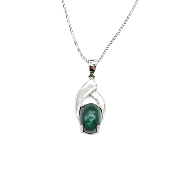 925 sterling silver pendants with 9x7mm oval malachite Scandinavian Gem Design