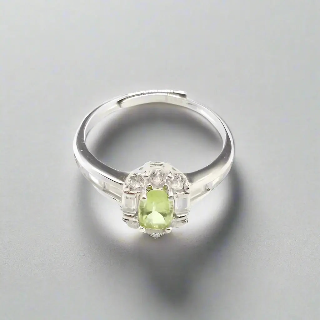 Silver Ring with Peridot Scandinavian Gem Design