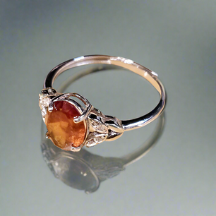 Hessonite Silver Ring