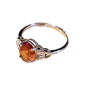 Hessonite Silver Ring - Scandinavian Gem Design