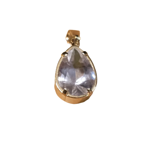 Gold plated Teardrop pendant with crystal quarts - Scandinavian Gem Design