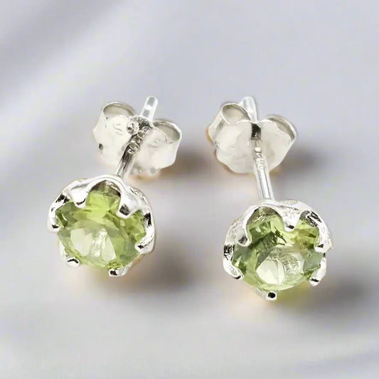 Silver Peridot  Earrings - Scandinavian Gem Design