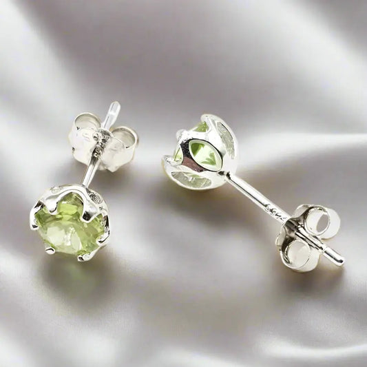 Silver Peridot  Earrings - Scandinavian Gem Design