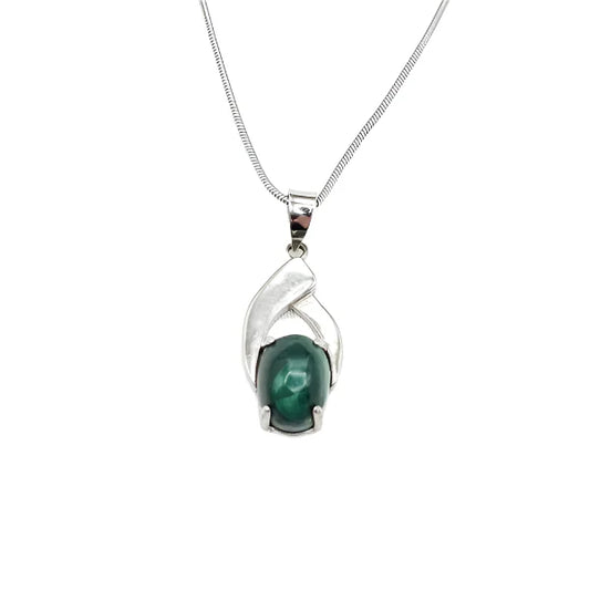 925 sterling silver pendant oval malachite - Pendant & Necklace