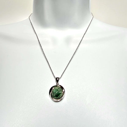 925 sterling silver pendant with 12mm round fuchsite and zirconia Scandinavian Gem Design
