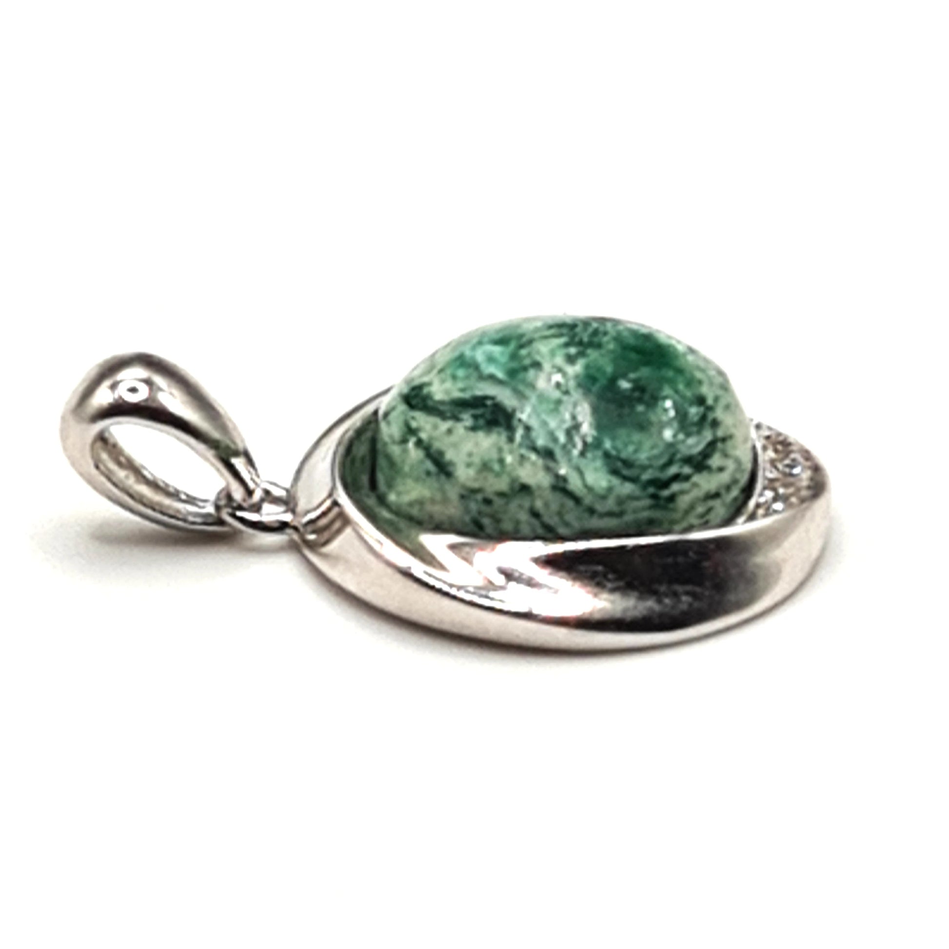 925 sterling silver pendant with 12mm round fuchsite and zirconia Scandinavian Gem Design