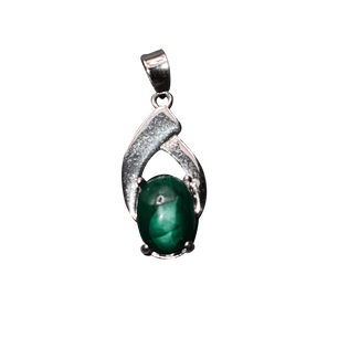 925 sterling silver pendants with 9x7mm oval malachite Scandinavian Gem Design