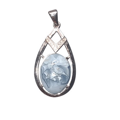 Breathtaking Blue Opal Pendant in Sterling Silver - Statement Necklace for Women Scandinavian Gem Design