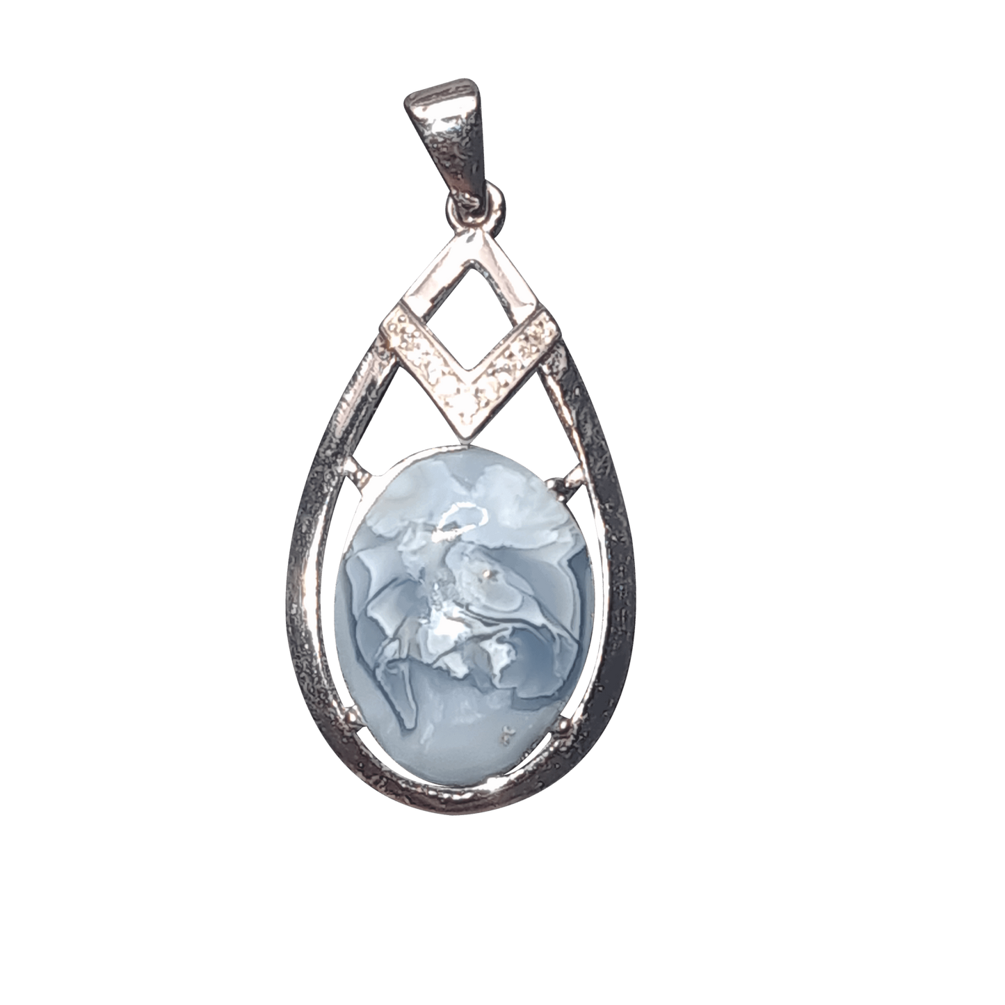 Breathtaking Blue Opal Pendant in Sterling Silver - Statement Necklace for Women Scandinavian Gem Design