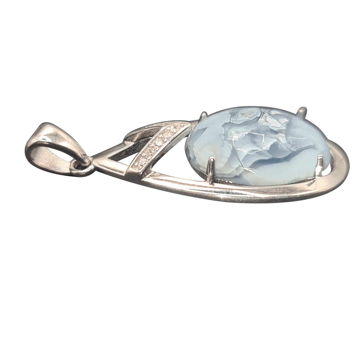 Breathtaking Blue Opal Pendant in Sterling Silver - Statement Necklace for Women Scandinavian Gem Design