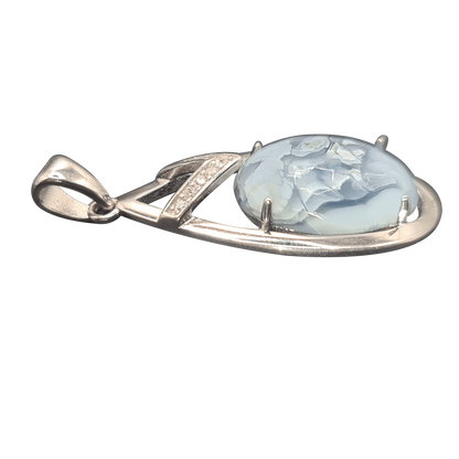 Breathtaking Blue Opal Pendant in Sterling Silver - Statement Necklace for Women Scandinavian Gem Design