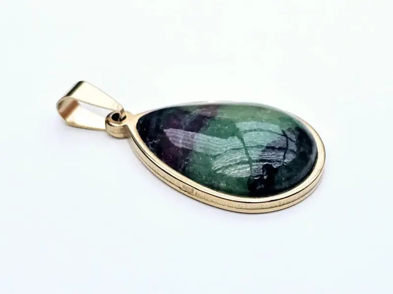 Dazzling Gold Plated Pendant with Ruby-Zoesite: Exquisite Birthstone Pendant Scandinavian Gem Design