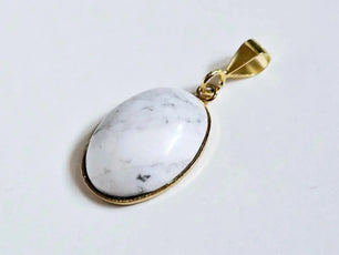 Elegant Gold Plated Pendant with Magnesite Stone - Handcrafted Jewelry Scandinavian Gem Design