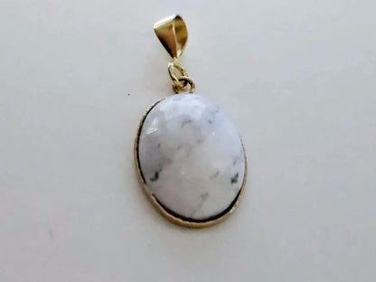 Elegant Gold Plated Pendant with Magnesite Stone - Handcrafted Jewelry Scandinavian Gem Design