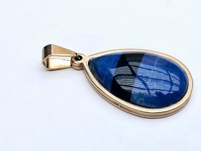 Handcrafted Gold Plated Pendant with Combined Lapis Lazuli and Obsidian - Statement Piece for any Occasion Scandinavian Gem Design