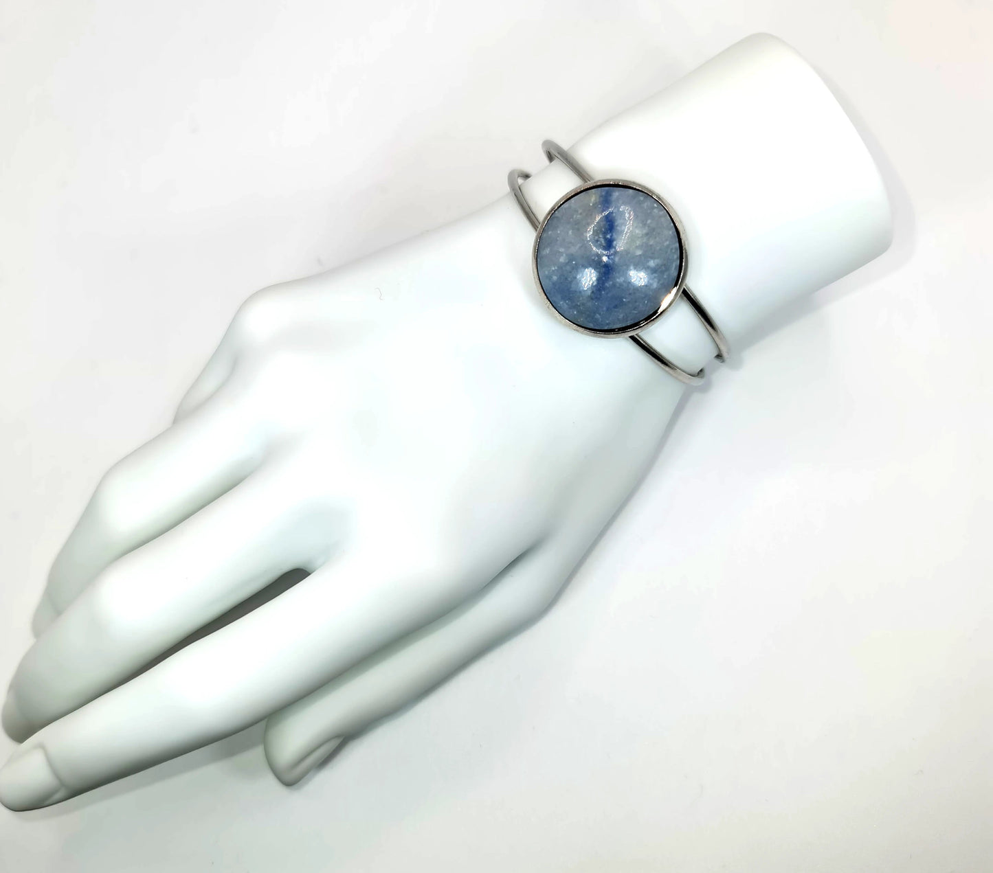 Handmade Blue Calcite Steel Bracelet Scandinavian Gem Design