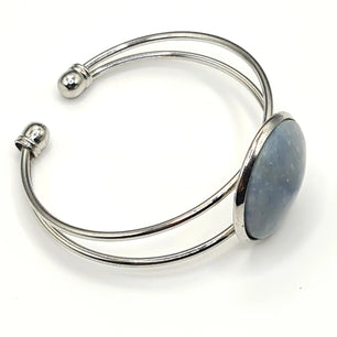 Handmade Blue Calcite Steel Bracelet Scandinavian Gem Design