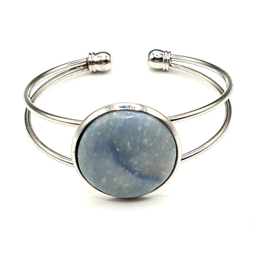 Handmade Blue Calcite Steel Bracelet Scandinavian Gem Design