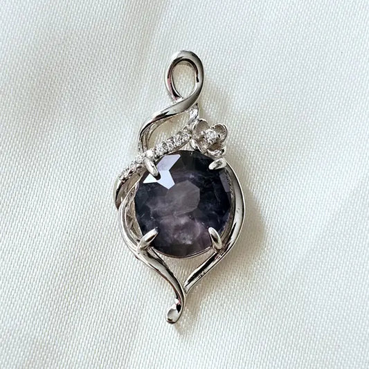 Sterling Silver Pendant with Iolite Gemstone from Tanzania