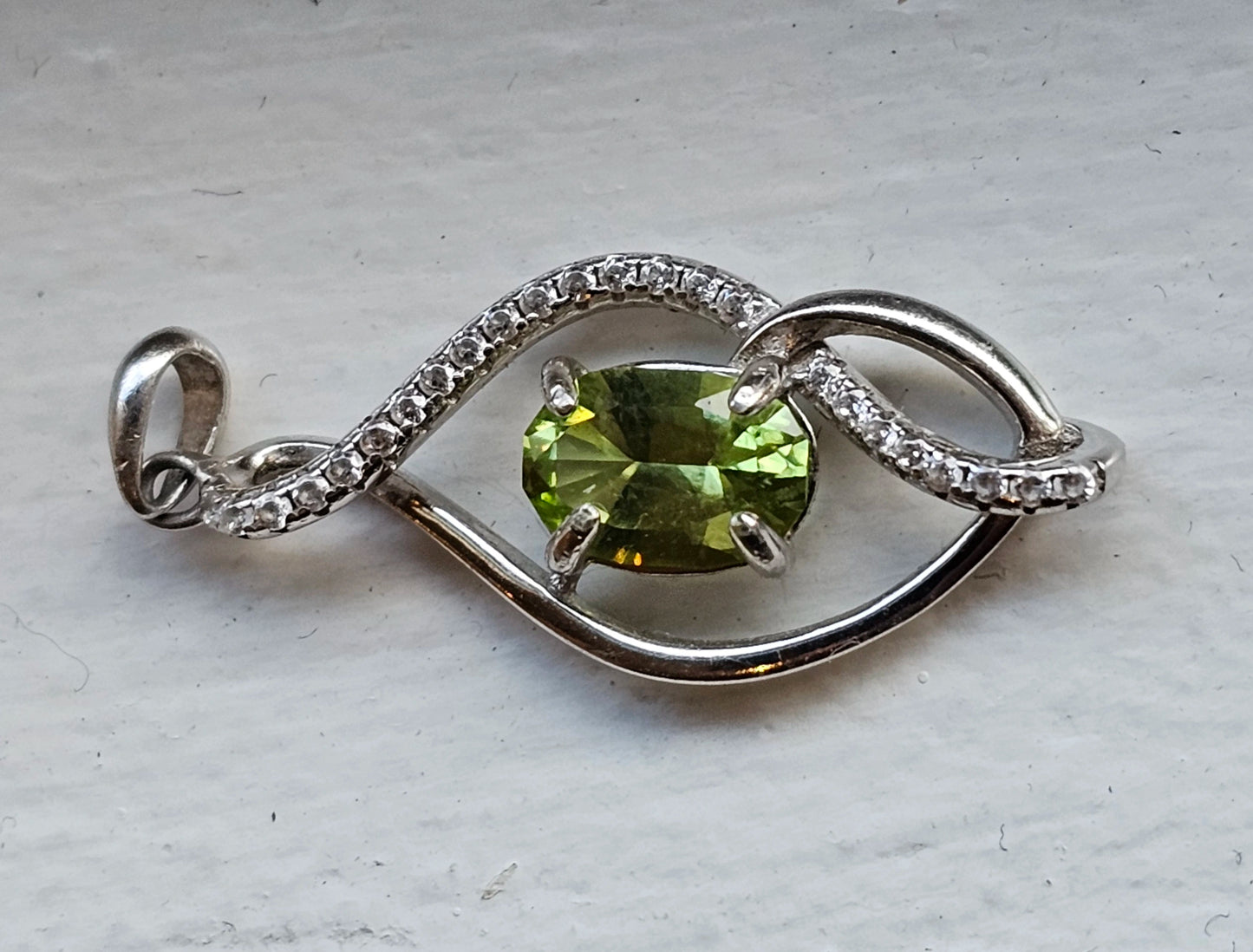 Sterling Silver Pendant with Peridot and Zirconia