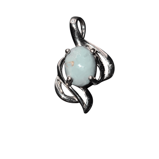 PENDANT IN 925 STERLING SILVER WITH 10X8MM OVAL TURQUOISE Scandinavian Gem Design