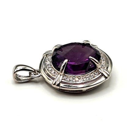 PENDANT IN 925 STERLING SILVER WITH 12MM FACETTED AMETHYST Scandinavian Gem Design