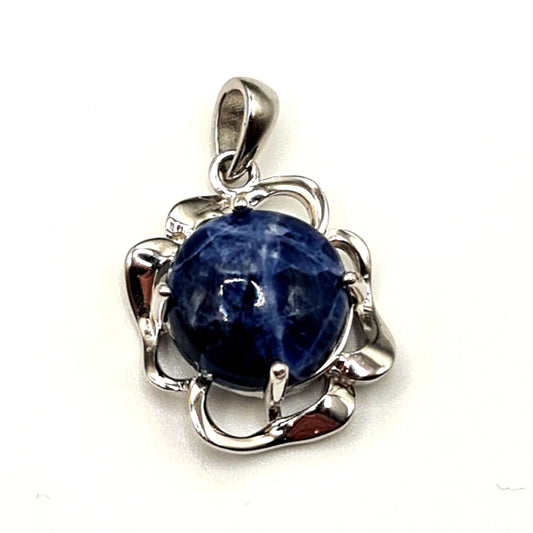 S12 - PENDANT IN 925 STERLING SILVER WITH 12MM ROUND SODALITE Scandinavian Gem Design