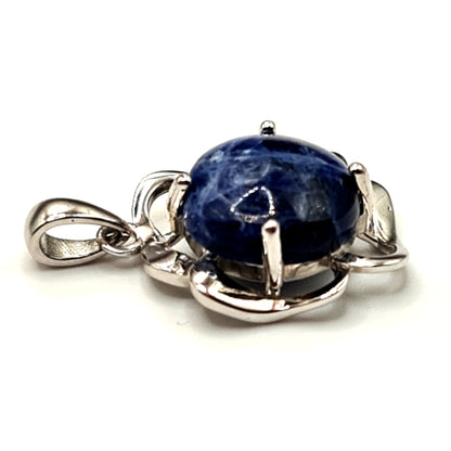 S12 - PENDANT IN 925 STERLING SILVER WITH 12MM ROUND SODALITE Scandinavian Gem Design