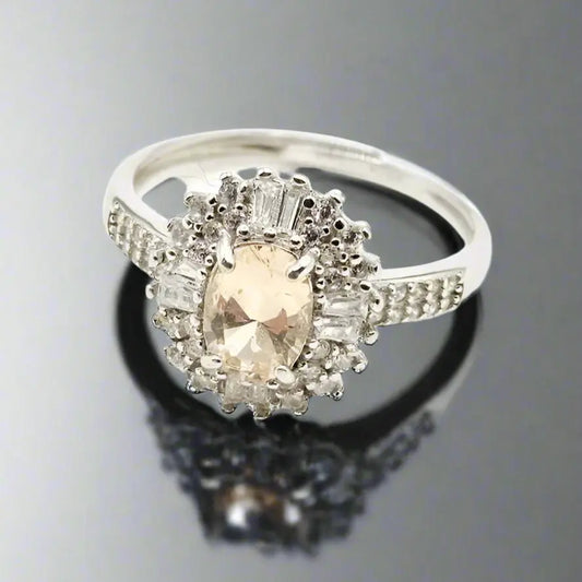 Silver Ring with Topaz and Zircons - Scandinavian Gem Design