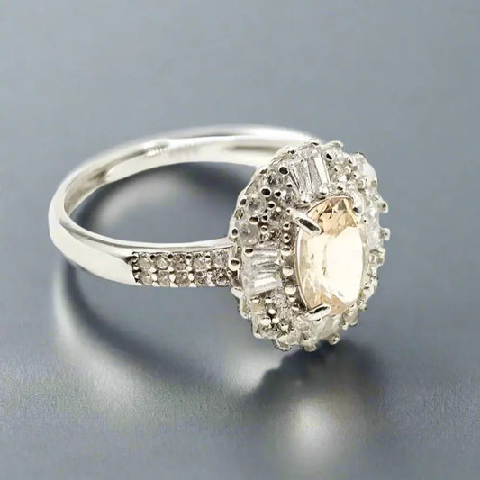 Silver Ring with Topaz and Zircons - Scandinavian Gem Design