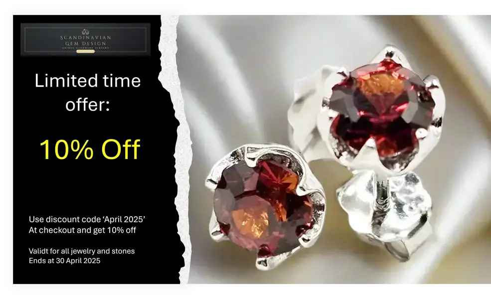 Gemstone Earrings in Sterling Silver with Spessartite Garnet Scandinavian Gem Design