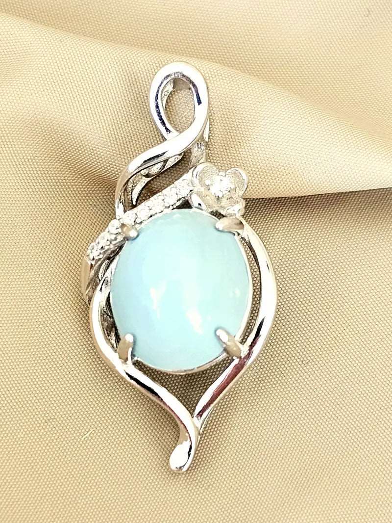 Unique Light Blue Turquoise Pendant Scandinavian Gem Design