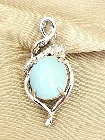 Unique Light Blue Turquoise Pendant Scandinavian Gem Design