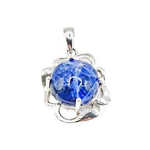 S12 - PENDANT IN 925 STERLING SILVER WITH 12MM ROUND SODALITE Scandinavian Gem Design