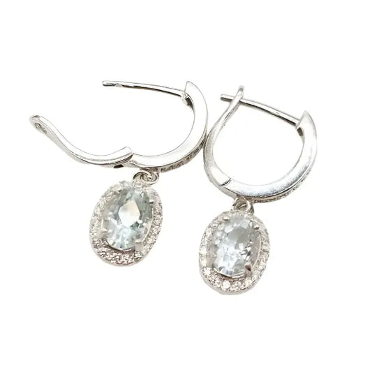 Aquamarine Earrings in Sterling Silver with Zirkons - Earrings