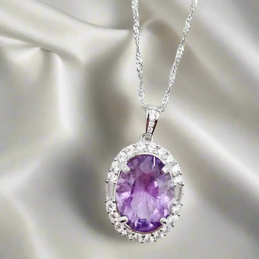 Silver Pendant with Amethyst and Zircons - Pendant & Necklace