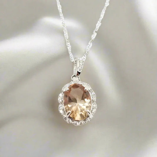 Topaz Necklace in Sterling Silver with Zircons - Pendant & Necklace