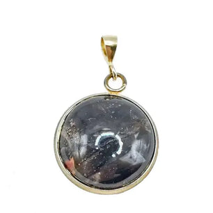 Elegant Gold Plated Round Onyx Gemstone Pendant - Minimalist Jewelry Scandinavian Gem Design