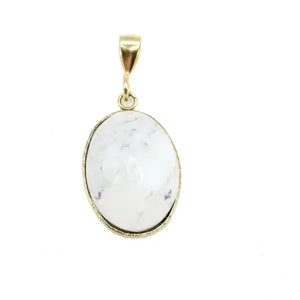 Elegant Gold Plated Pendant with Magnesite Stone - Handcrafted Jewelry Scandinavian Gem Design